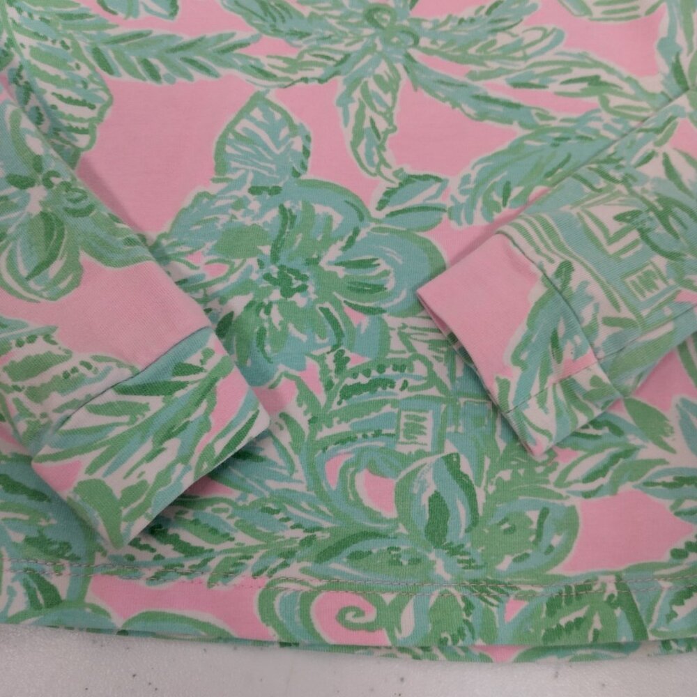 Lilly Pulitzer Sammy Pajama Shirt Youth Girls 4 Top Only Palms Pink Green Beach - Picture 13 of 14